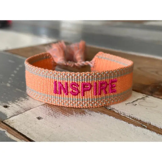 Inspire... Statement, Embroidered Woven Bracelet