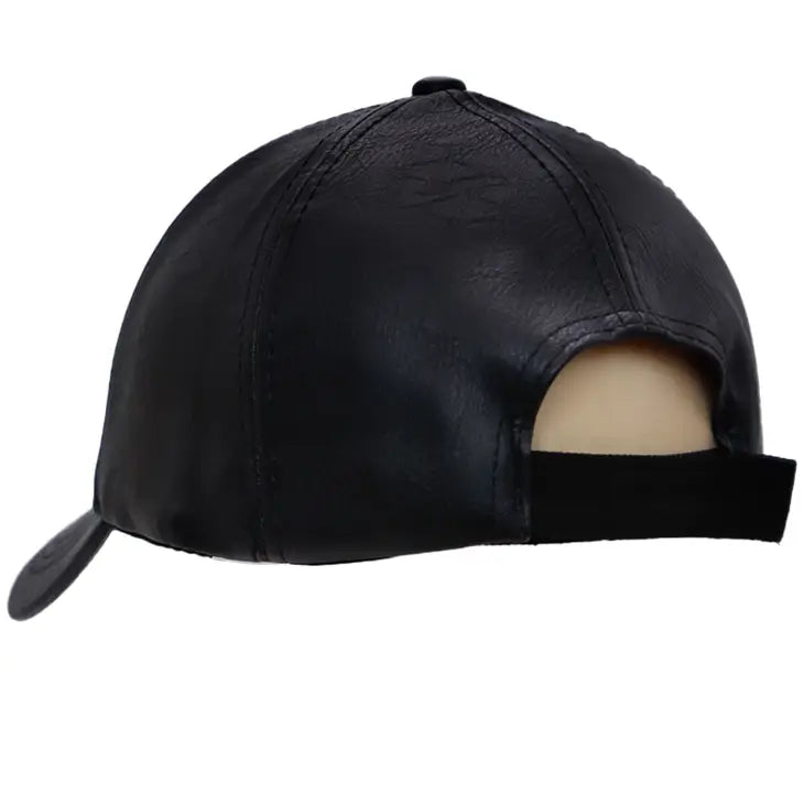 Black Leather Baseball Cap