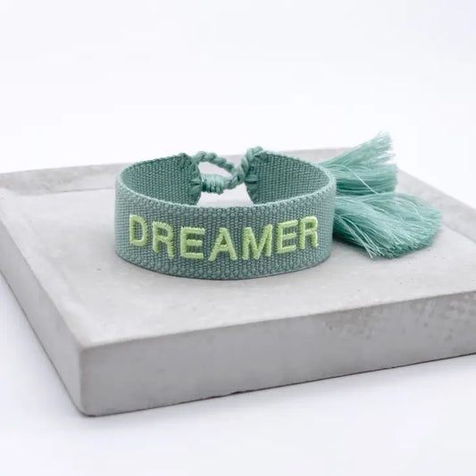 Dreamer.... Statement, Embroidered Woven Bracelet