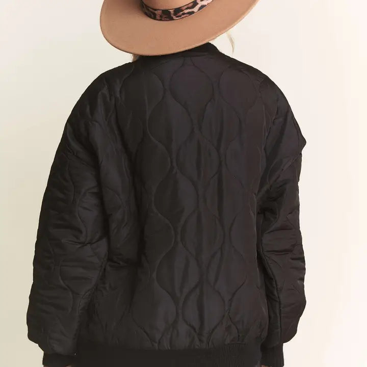 Leoni Quilted Black Cardi Jacket