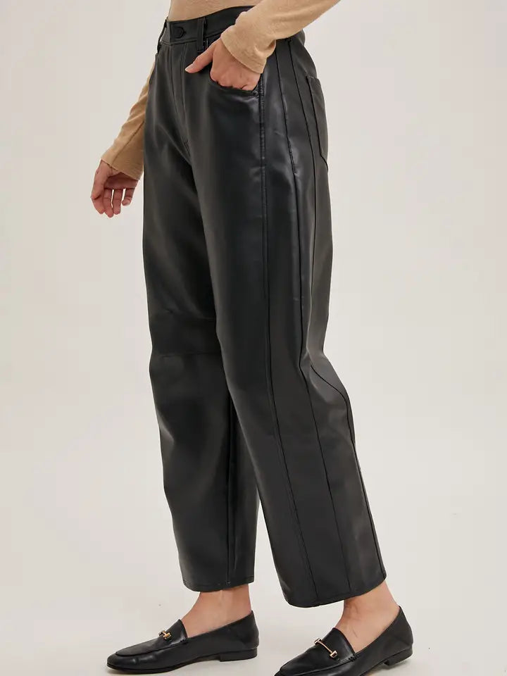 Leather Barrel Pants