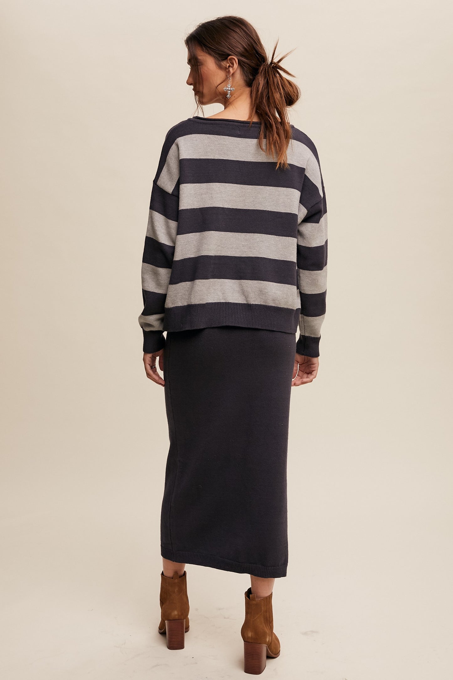 Sabrina Knit Skirt Set Navy