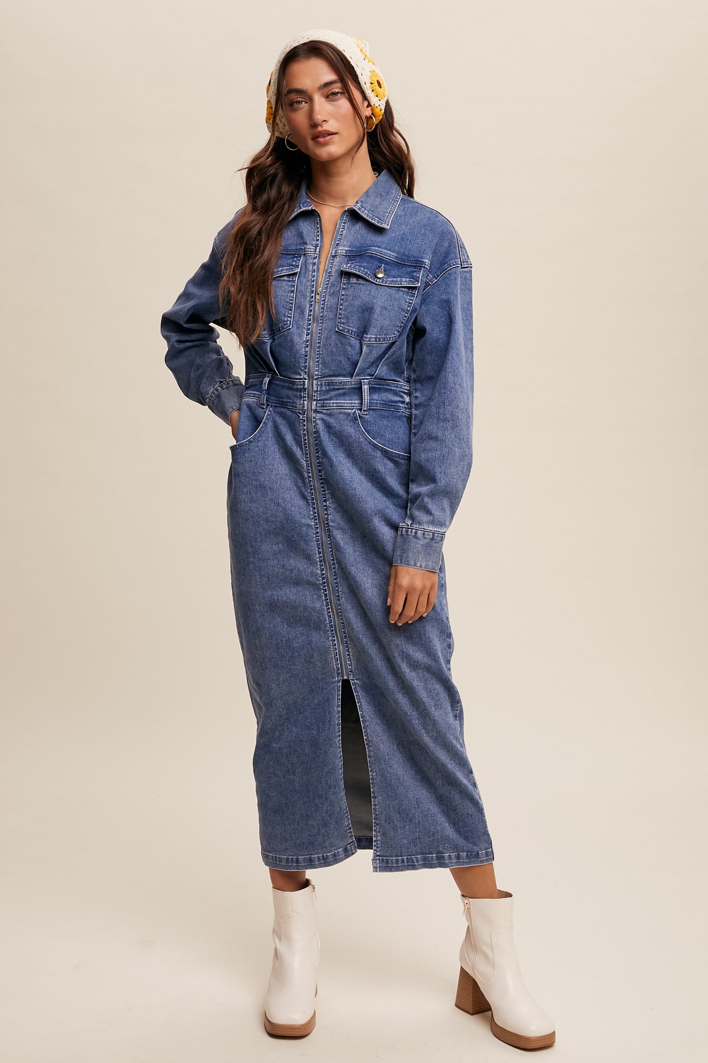 Dorry Denim Utility Maxi Dress