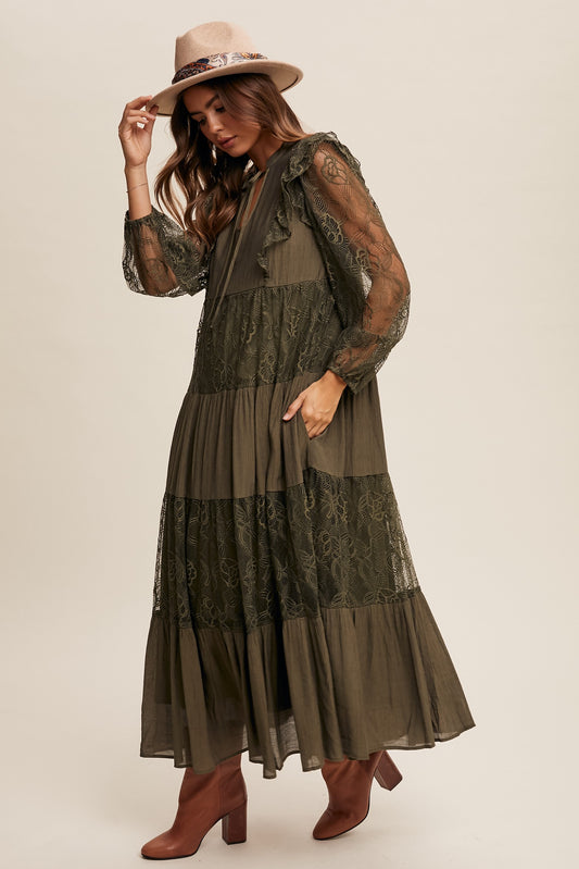 Jamie Lace Maxi Dress Olive