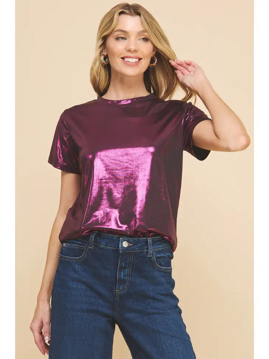 Fuchsia Metallic Not So Basic T-Shirt