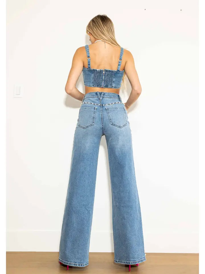 Pearl High Rise Wide Leg Jeans