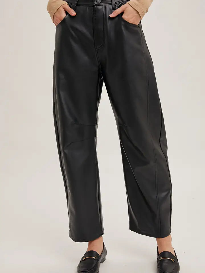 Leather Barrel Pants