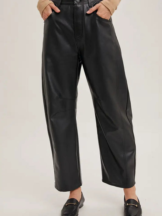 Leather Barrel Pants