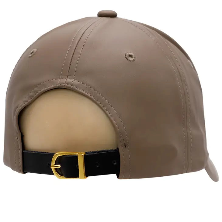 Taupe Leather Baseball Cap