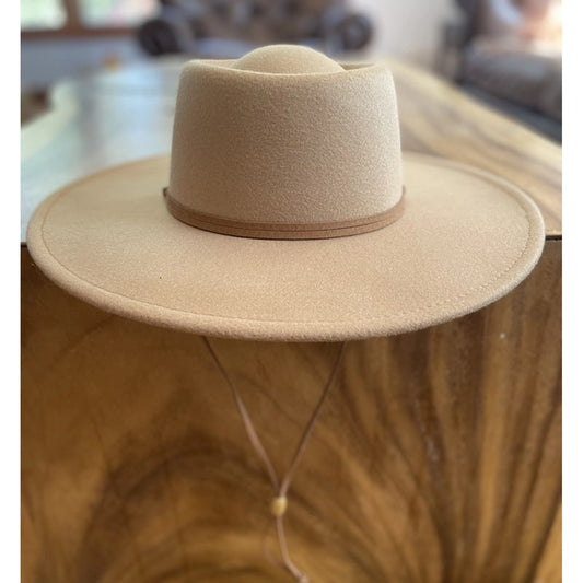 Queens Camel Vegan Felt Boater Hat