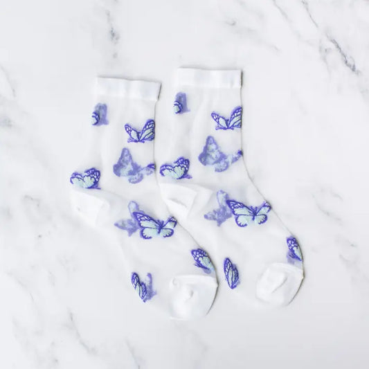 Butterfly Mesh Floral Socks