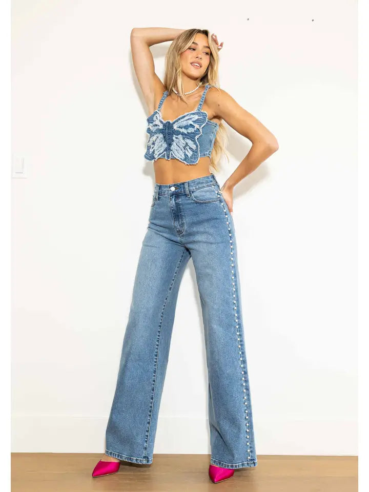 Pearl High Rise Wide Leg Jeans