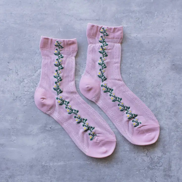 Posie Mesh Floral Socks