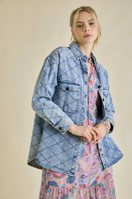 Quilted Blue Denim Jacket