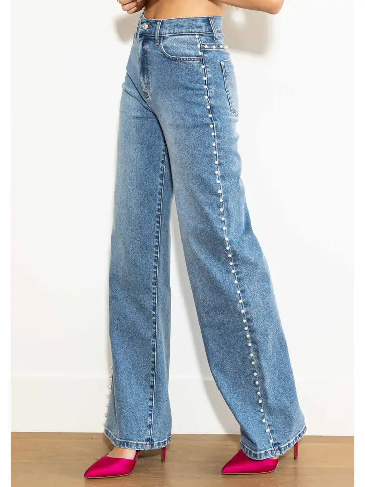 Pearl High Rise Wide Leg Jeans