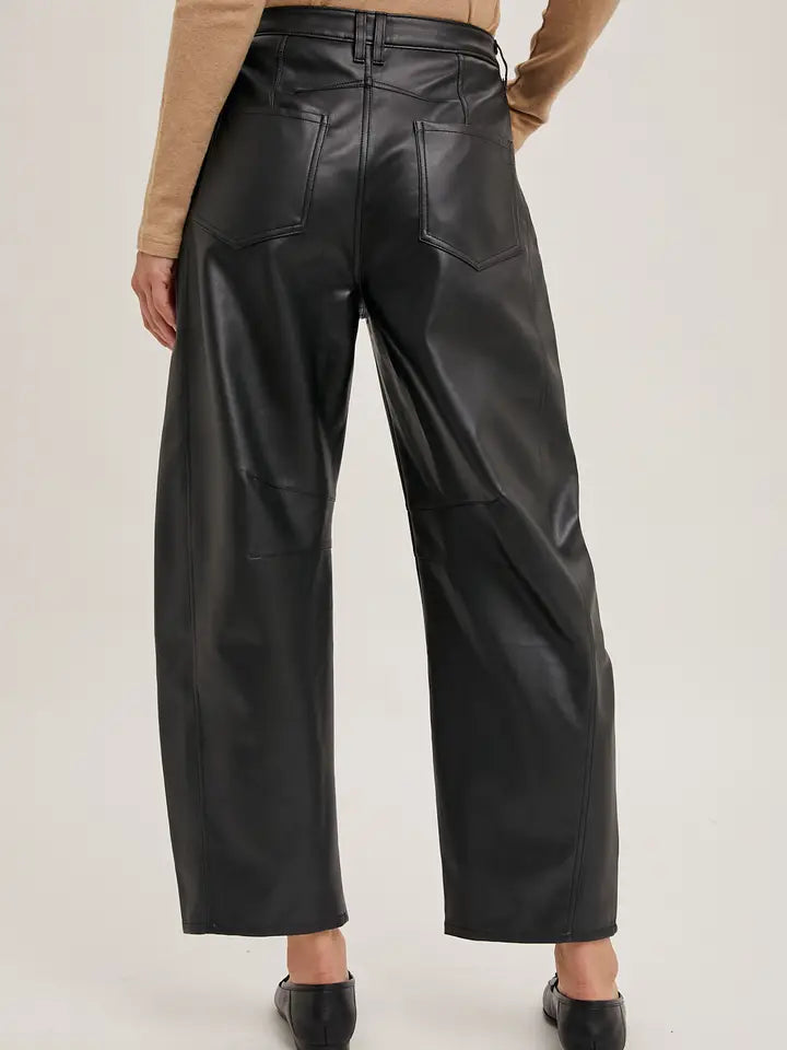 Leather Barrel Pants