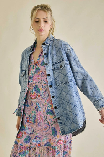 Quilted Blue Denim Jacket