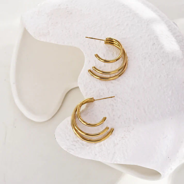 AILSA Triple Stacked Gold Hoop Earrings