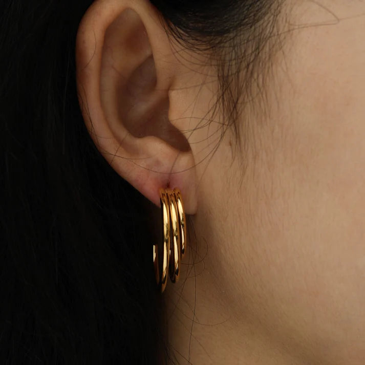 AILSA Triple Stacked Gold Hoop Earrings