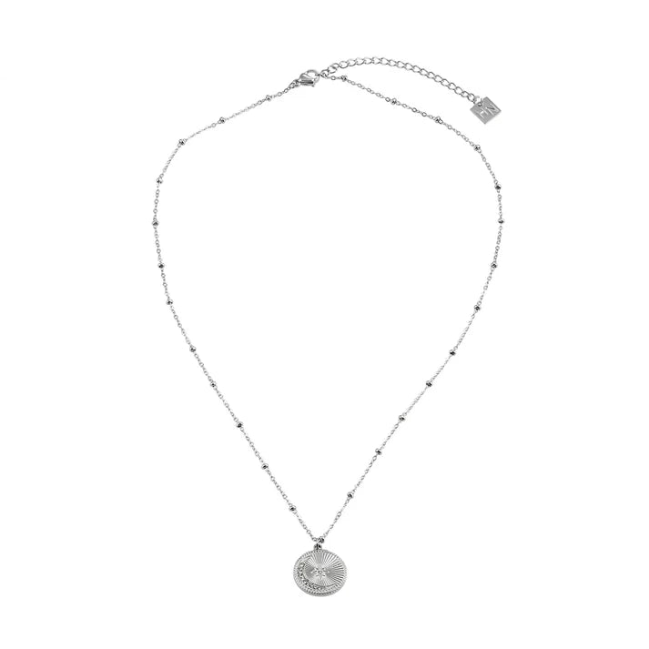 Amasa Star and Moon Necklace White Gold