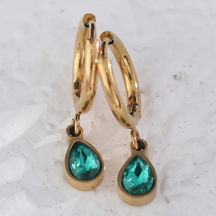 Winnie Emerald Huggie Earrings