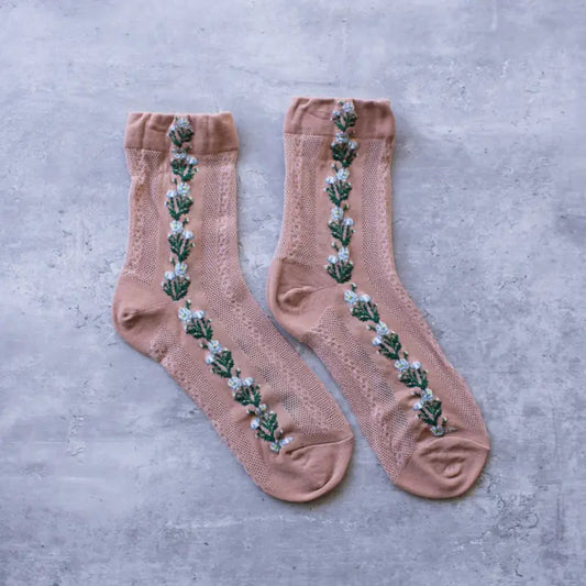 Canyon Rose Mesh Floral Socks