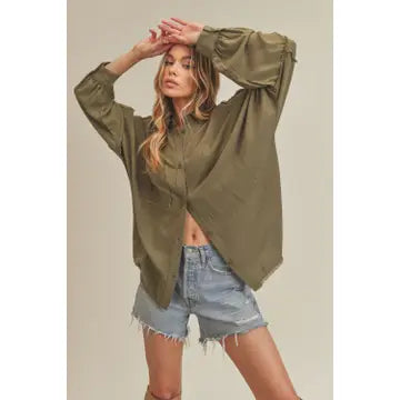 Delilah essential button down  Olive