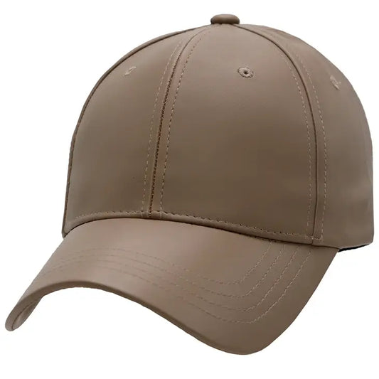 Taupe Leather Baseball Cap