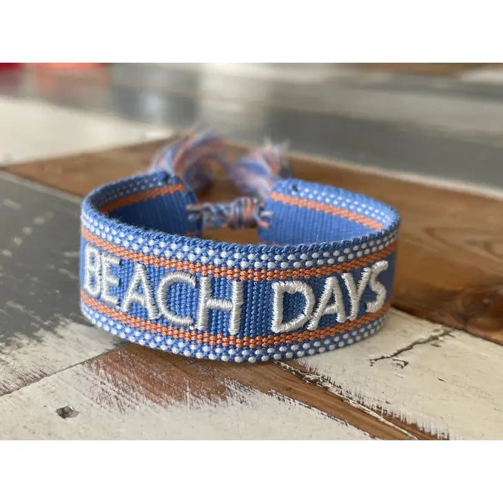 Beach Days.... Statement, Embroidered Woven Bracelet