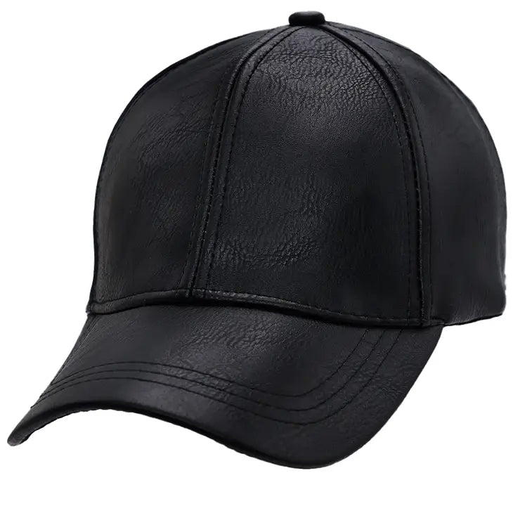 Black Leather Baseball Cap