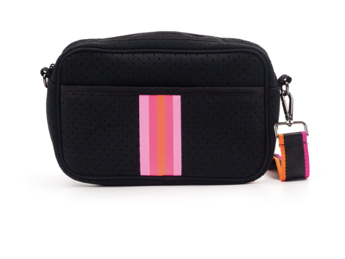 Black and Pink Stripe Crossbody Bag